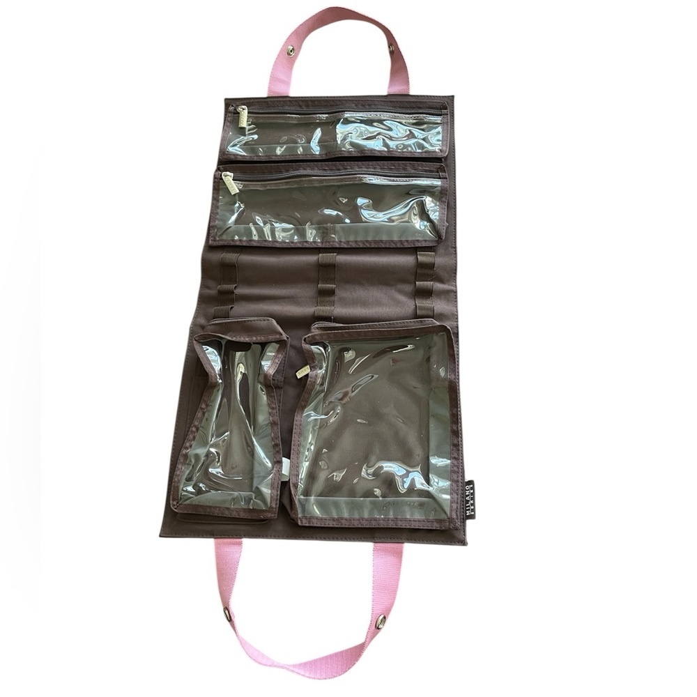 Milano Brown Organizer with Pink Accents. Measurements in pictures.
